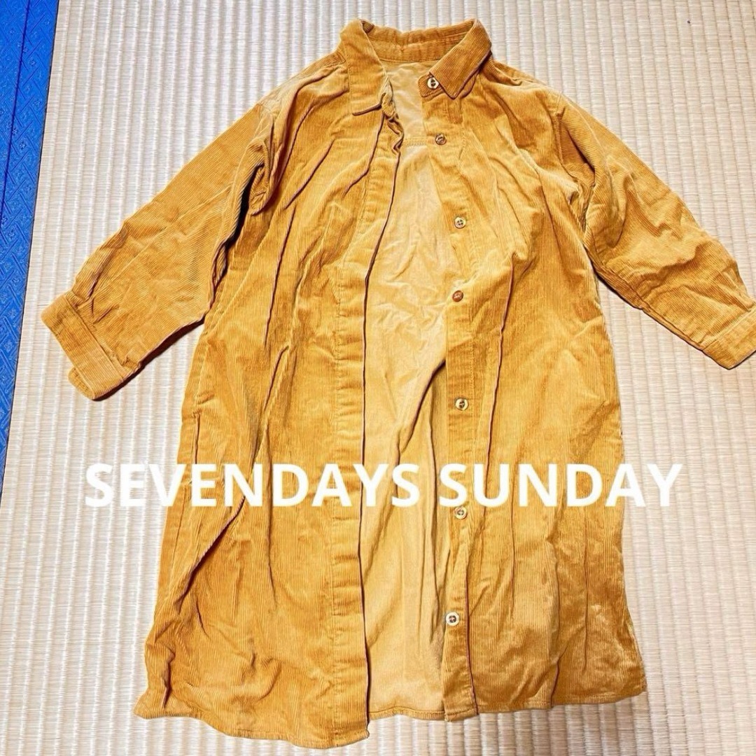 SEVENDAYS=SUNDAY(セブンデイズサンデイ)の【美品】SEVENDAYS SUNDAYコーデュロイカーディガンワンピ110 キッズ/ベビー/マタニティのキッズ服女の子用(90cm~)(ジャケット/上着)の商品写真