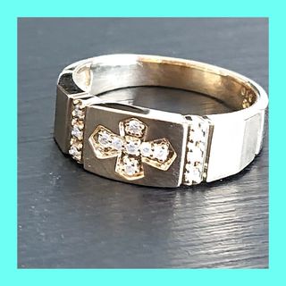 ジュエリーツツミ(JEWELRY TSUTSUMI)のK18 YG ダイヤモンド クロス リング  14号(リング(指輪))