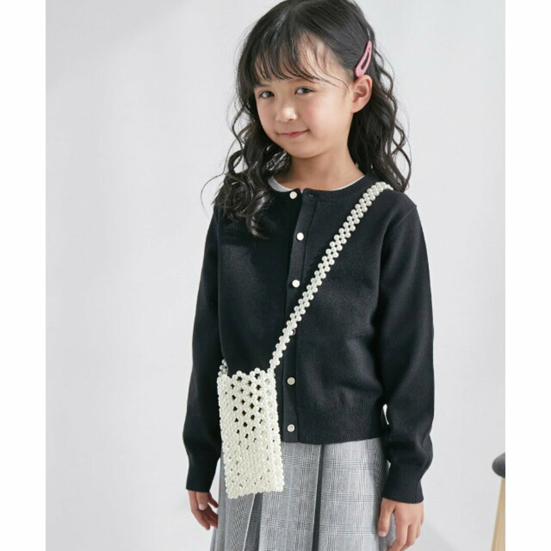 Rope' Picnic(ロペピクニック)の【ブラック（01）】【130】【KIDS】ベーシックカーディガン/リンクコーデ キッズ/ベビー/マタニティのキッズ服女の子用(90cm~)(カーディガン)の商品写真