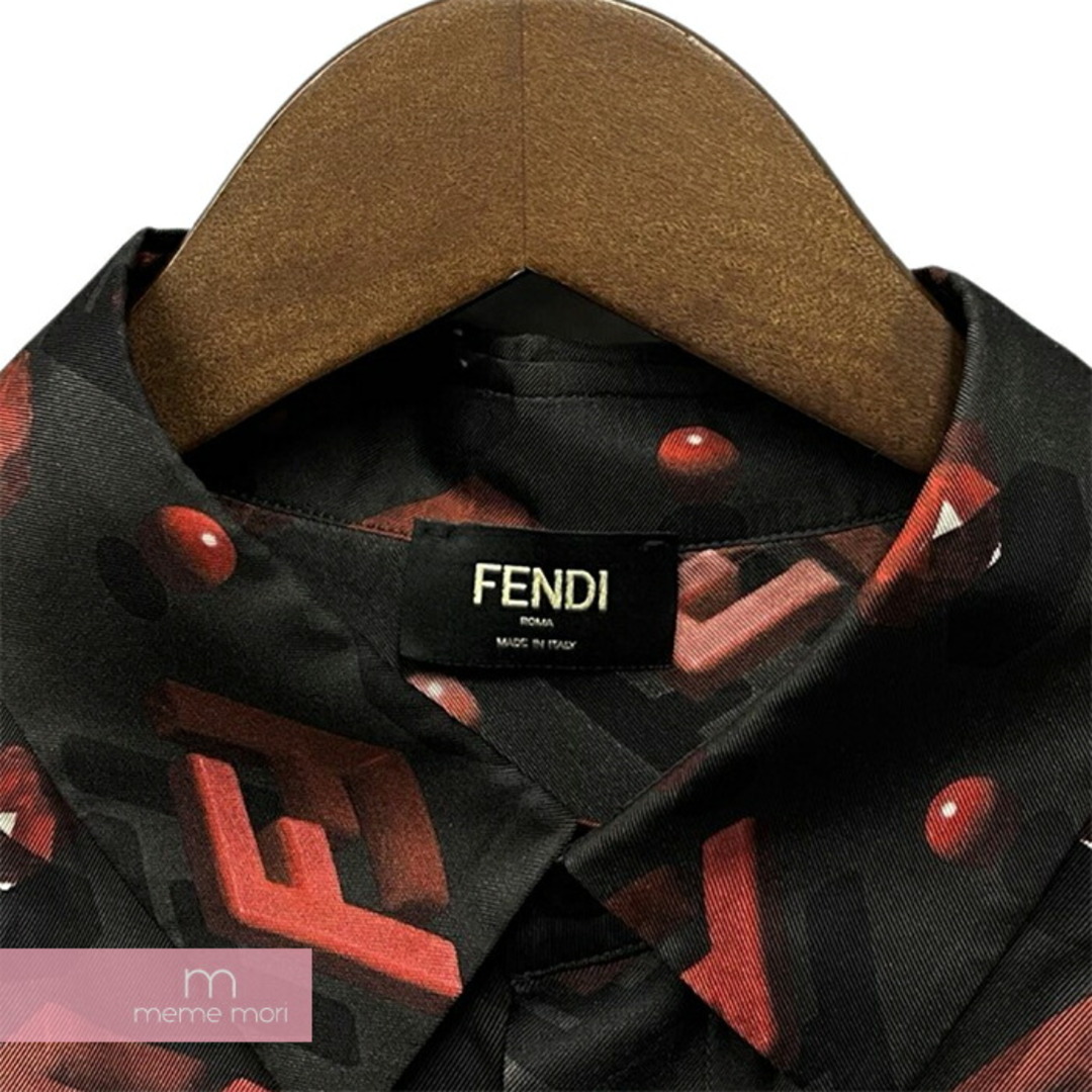 FENDI(フェンディ)のFENDI 2023SS Red Silk Shirt FS0795 AL54 フェンディ レッドシルクシャツ 半袖シャツ 総柄 FFダイアモンド チャコールグレー×レッド サイズ41 【231202】【中古-A】【me04】 メンズのトップス(シャツ)の商品写真