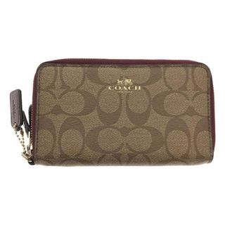 コーチ(COACH)のCOACH / コーチ | シグネチャー PVC ダブルジップウォレット 財布 | カーキ/シェリーレッド | レディース(財布)