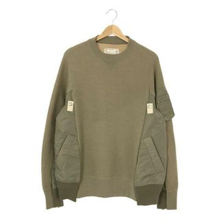 サカイ(sacai)のsacai / サカイ | Sponge Sweat x Nylon Twill Pullover / 異素材 MA-1 ドッキング スウェットプルオーバー | 2 | カーキ/ベージュ | メンズ(スウェット)