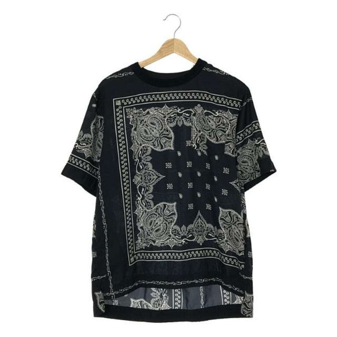 sacai(サカイ)のsacai / サカイ | 2019SS | Bandana Printed T-Shirt  / バンダナ ペイズリー ショルダージップ ポケットTシャツ | 2 | ネイビー | メンズ メンズのトップス(Tシャツ/カットソー(半袖/袖なし))の商品写真