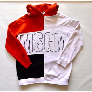 なし伸縮性MSGM バックロゴ オーバー シャツ 長袖 プリント 42 白 ■GY09