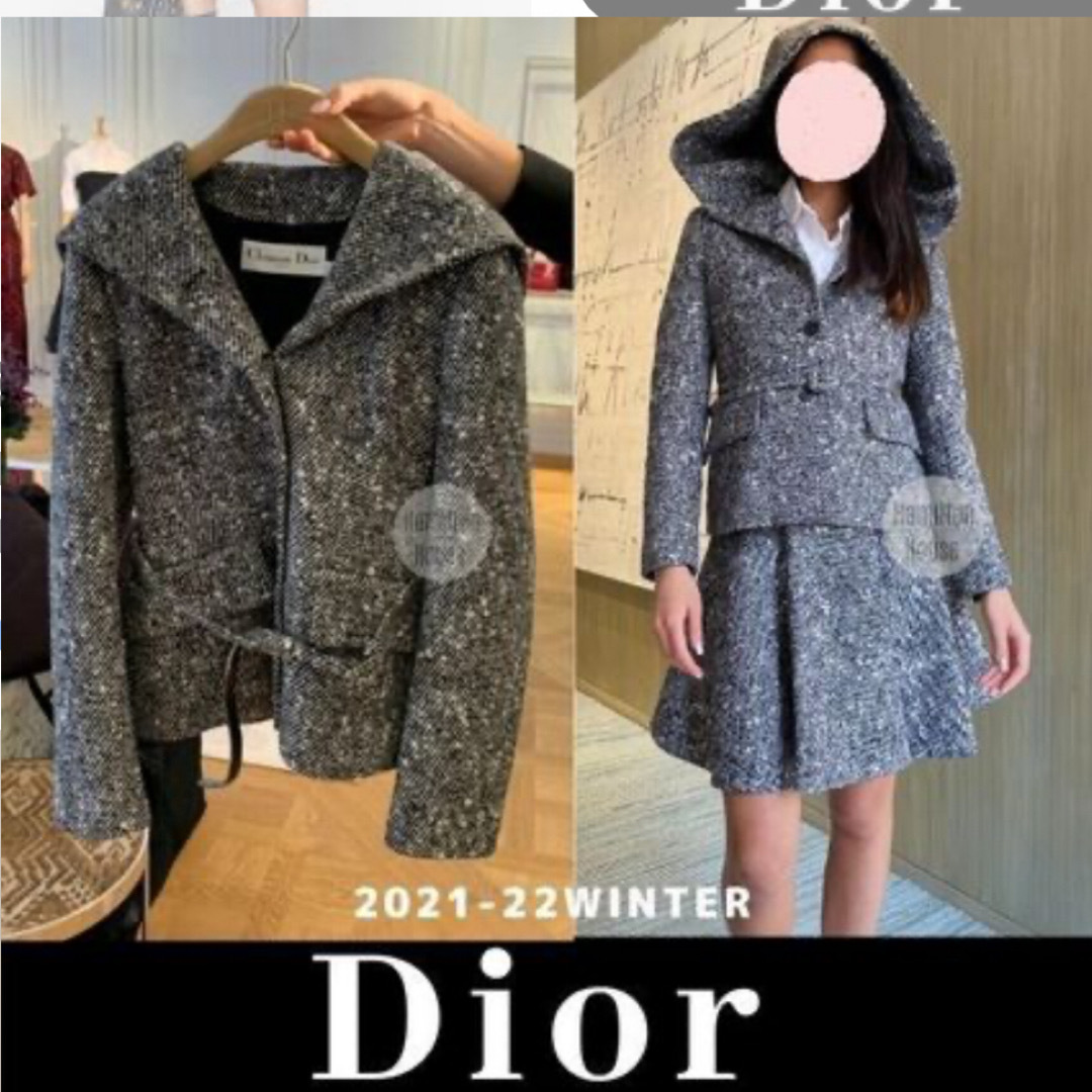 Christian Dior(クリスチャンディオール)の美品　ChristianDiorディオール　ツイード　パーカー　ブルゾン レディースのジャケット/アウター(ブルゾン)の商品写真