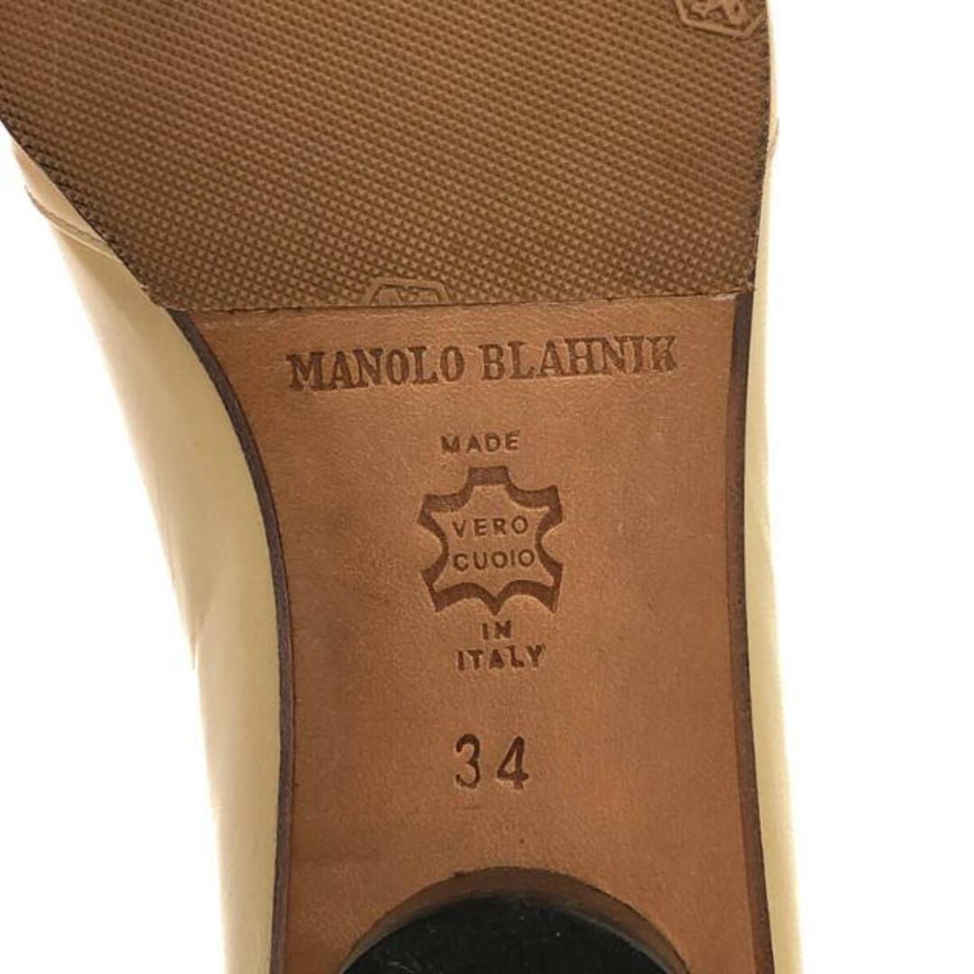 MANOLO BLAHNIK(マノロブラニク)の【美品】  MANOLO BLAHNIK / マノロブラニク | ポインテッドトゥ ストラップ レザーフラットシューズ | 34 | アイボリー | レディース レディースの靴/シューズ(ハイヒール/パンプス)の商品写真