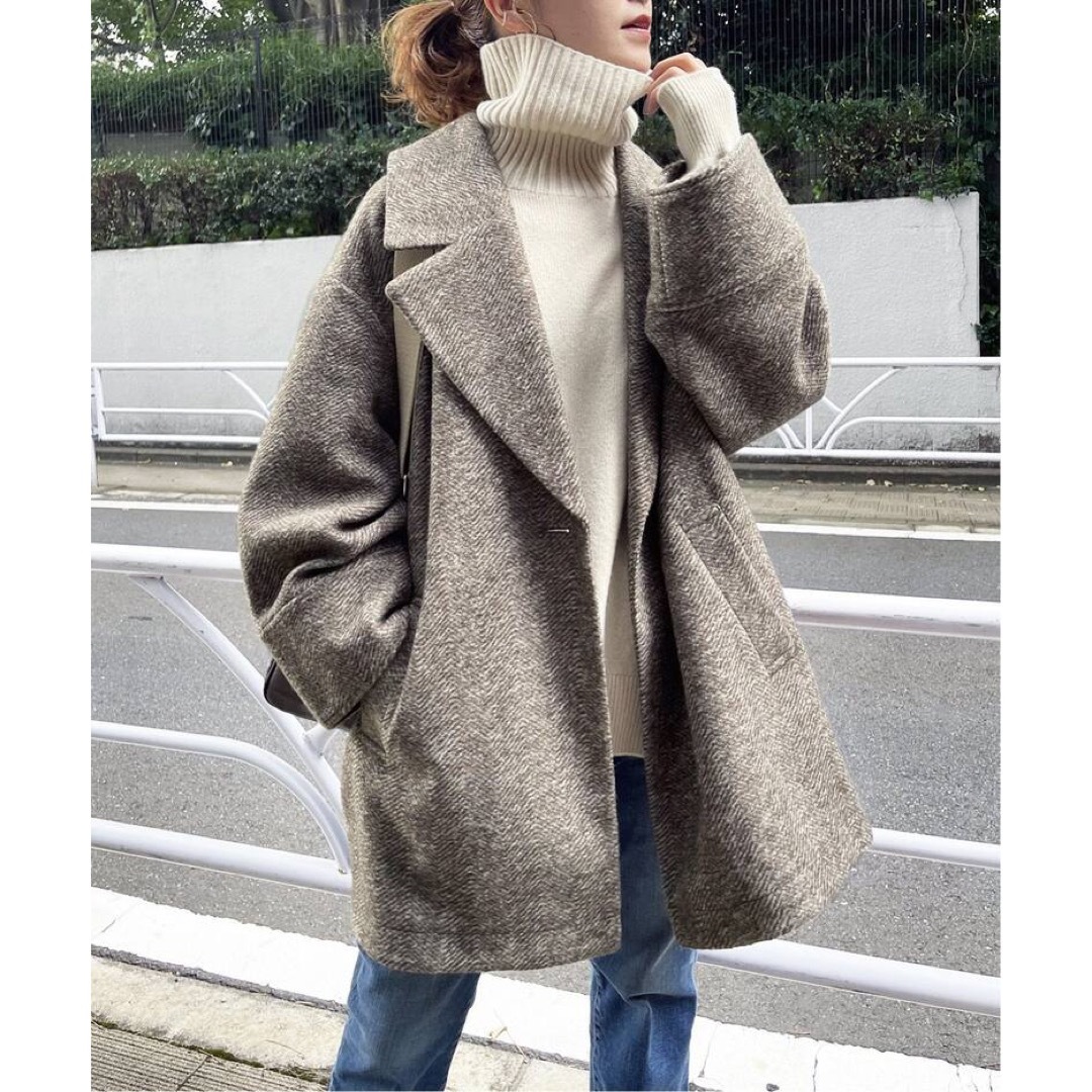 Spick&Span Wスライバーヘリンボーンミドルコート Spick&Span Wスライバーヘリンボーンミドルコート