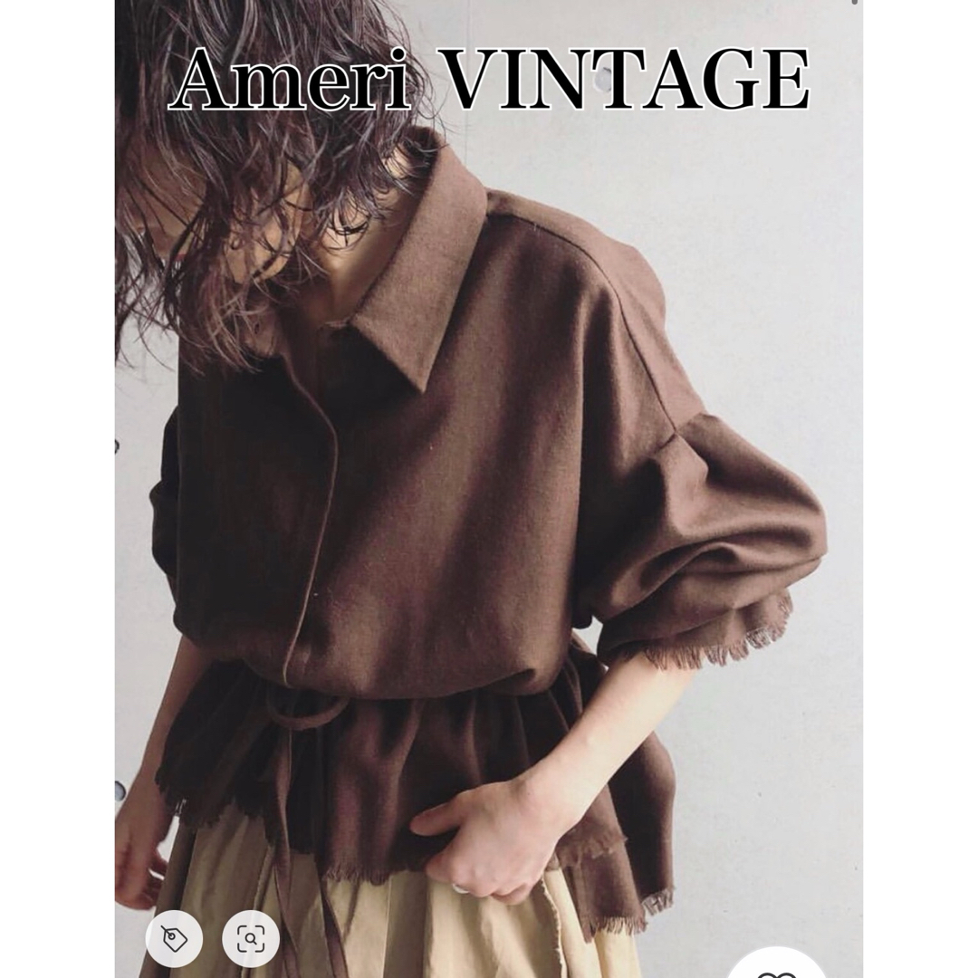 Ameri VINTAGE(アメリヴィンテージ)のAmeri VINTAGEアメリヴィンテージ　ボリュームフリンジウールシャツ★茶 レディースのトップス(シャツ/ブラウス(長袖/七分))の商品写真