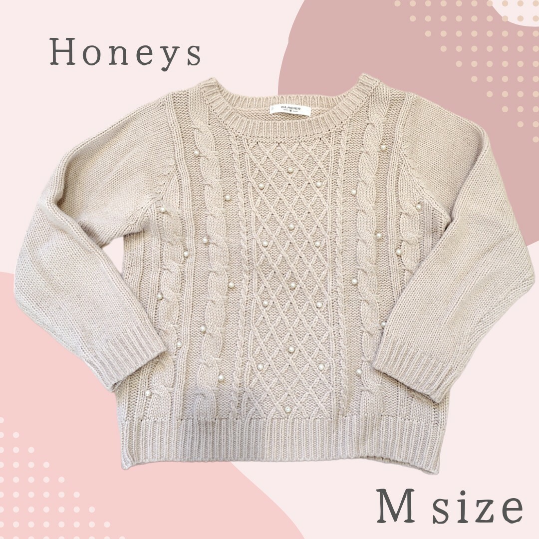 HONEYS(ハニーズ)の【Honeys】パール　ニット　ピンク　M レディースのトップス(ニット/セーター)の商品写真