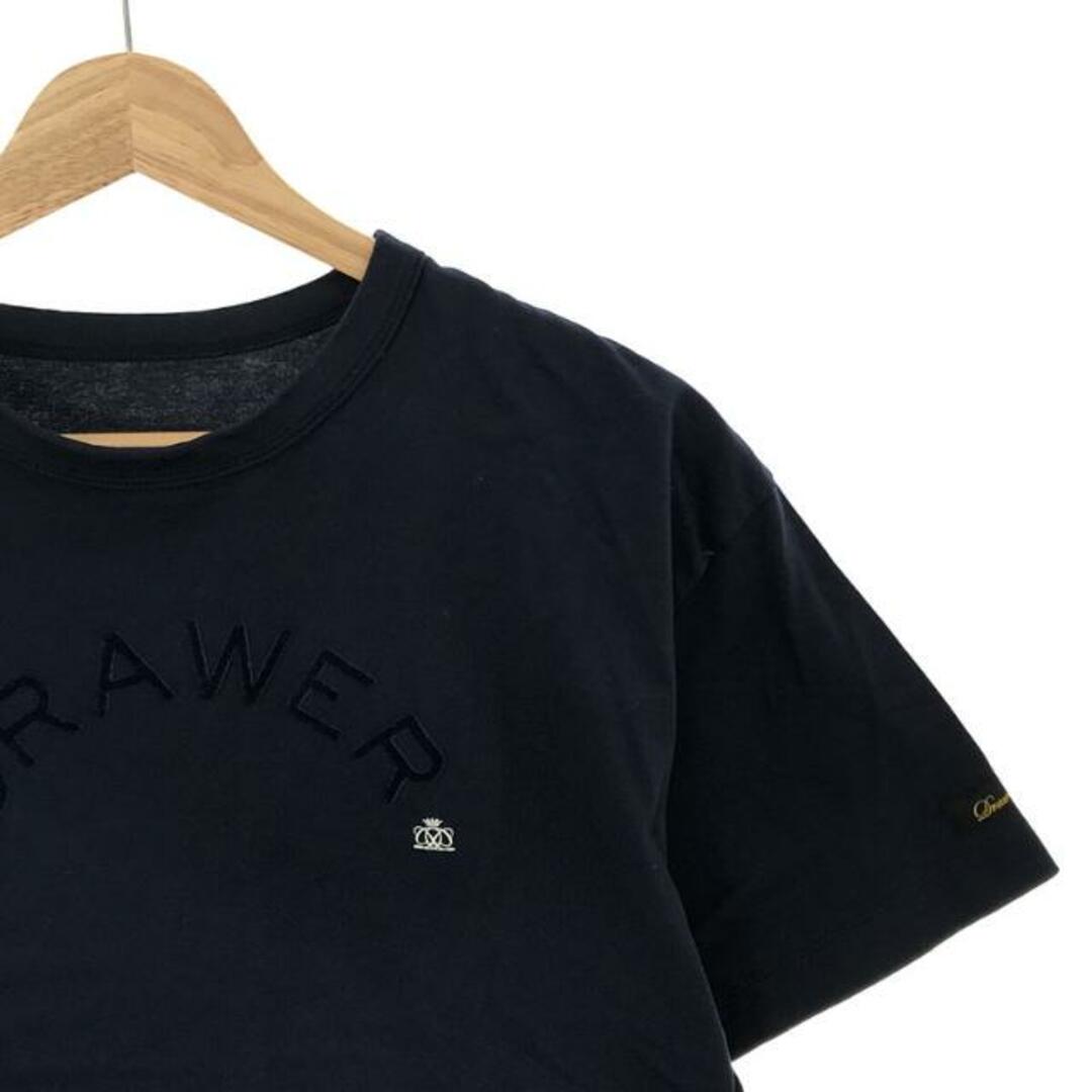 Drawer(ドゥロワー)のDrawer / ドゥロワー | フロッキープリント Tシャツ | 2 | ネイビー | レディース レディースのトップス(Tシャツ(半袖/袖なし))の商品写真