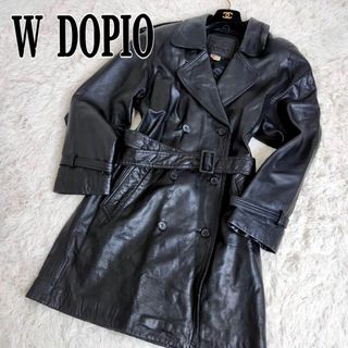 W DOPIO レザーコート　ロング　ラムレザー　ベルテッド　ダブルボタン　黒(その他)