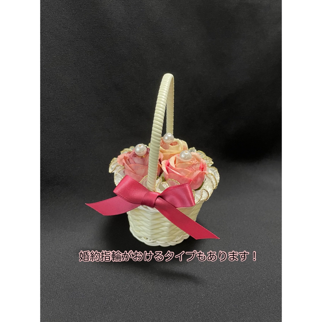 【全5種】ミニ花かごのリングピロー〈パープル ver〉 ハンドメイドのウェディング(リングピロー)の商品写真