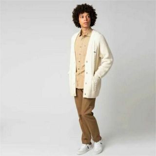 ラコステ(LACOSTE)の極美品 ラコステ 現行品 アルパカ混 ケーブルニット カーディガン ホワイト M(カーディガン)