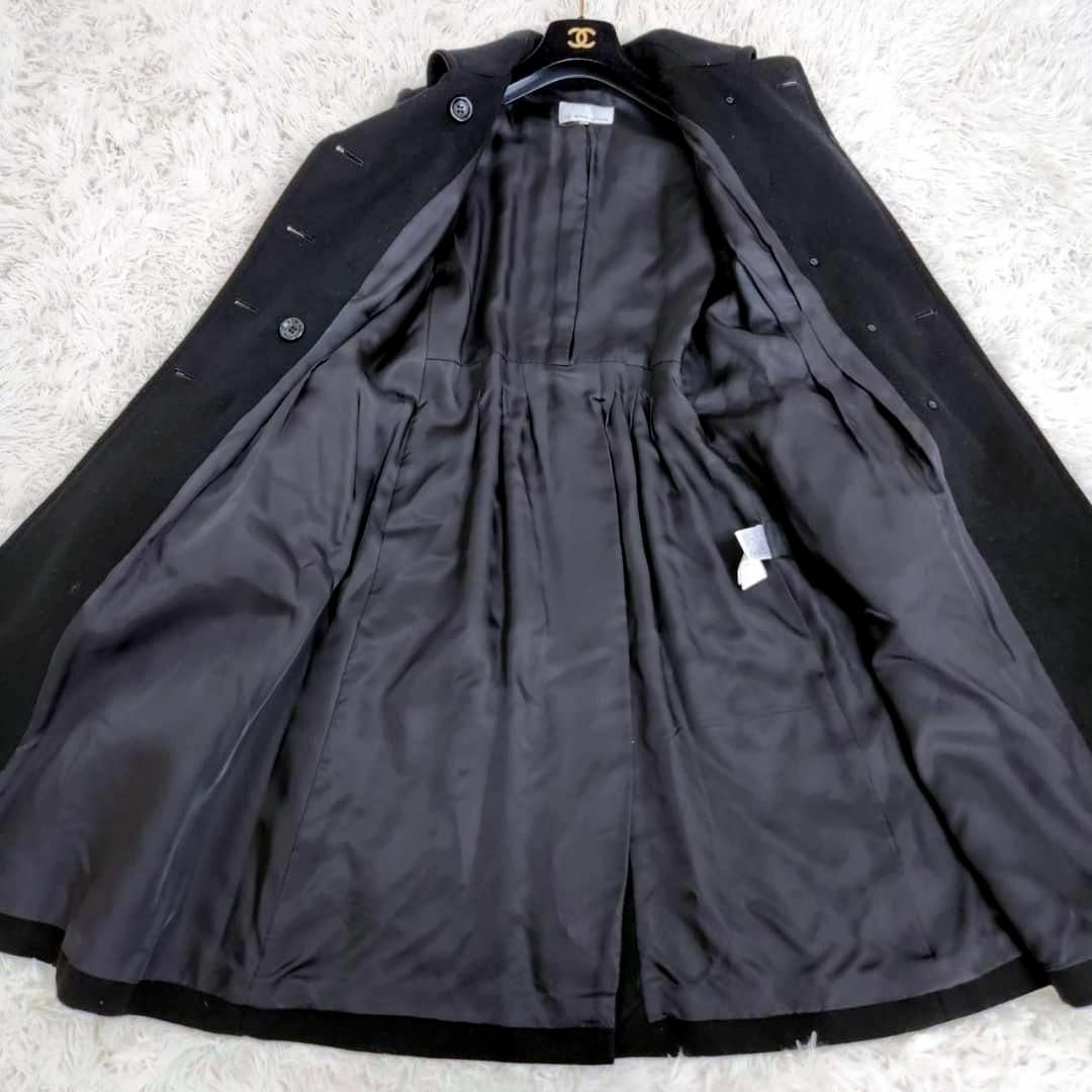 【美品】M-PREMIER　トレンチコート　カシミヤ混　ベルテッド　Aライン　黒 レディースのジャケット/アウター(ロングコート)の商品写真