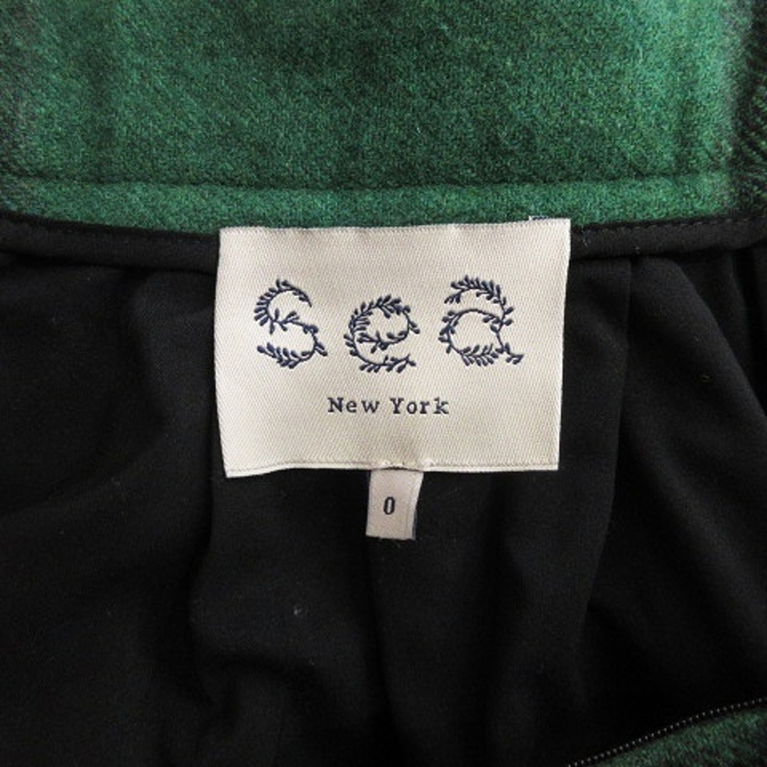 Sea New York(シーニューヨーク)のシーニューヨーク ミニスカート チェック 台形 ウール 緑 黒 0 XS位 レディースのスカート(ミニスカート)の商品写真