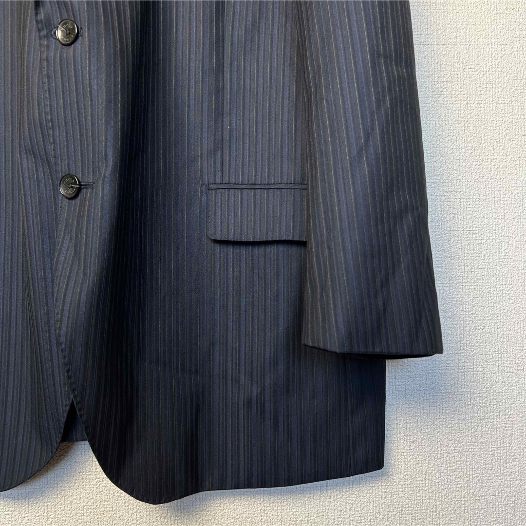 RENOMA(レノマ)のrenoma レノマ　スーツ　ジャケット　ストライプ　紺色　ビッグサイズ　古着 メンズのスーツ(スーツジャケット)の商品写真