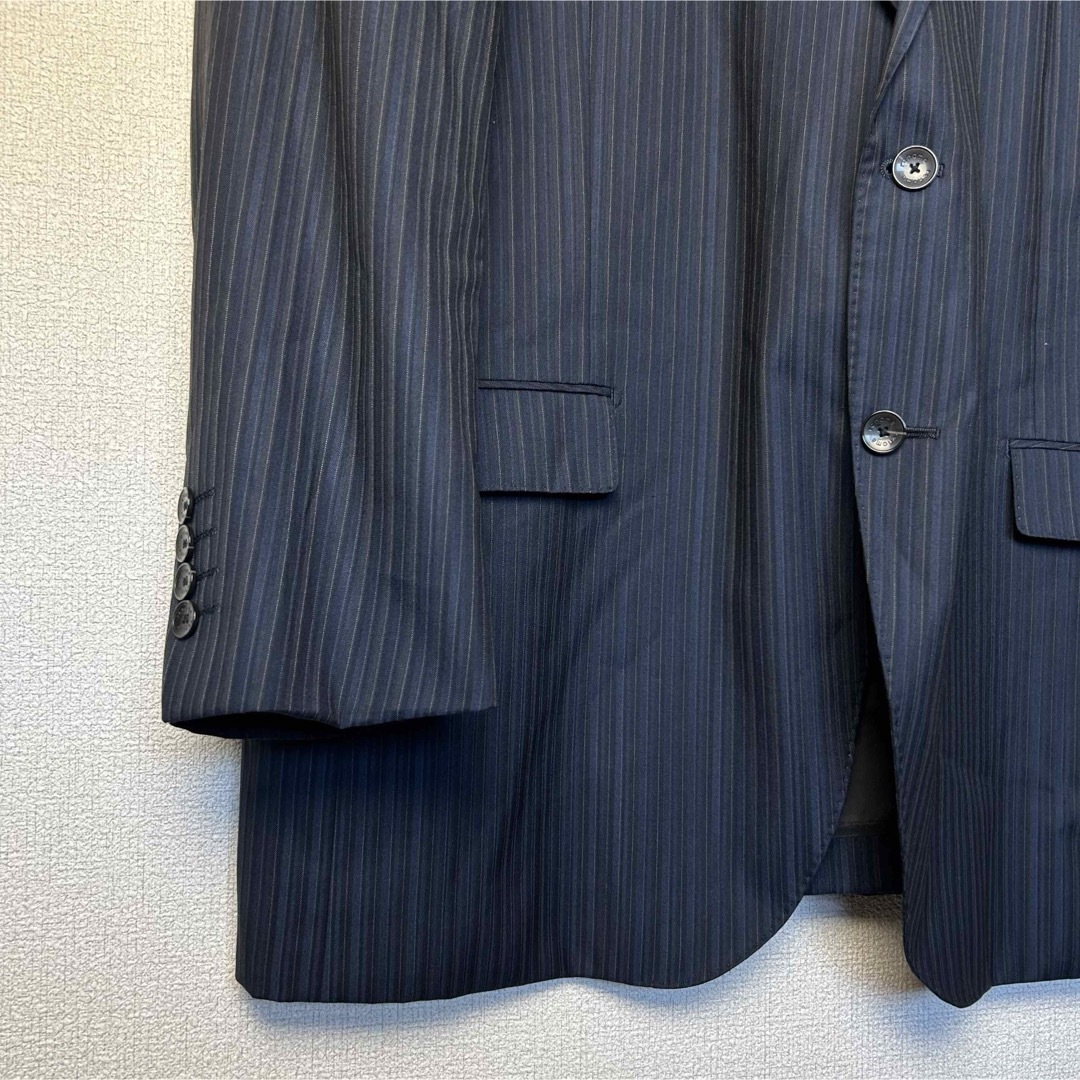 RENOMA(レノマ)のrenoma レノマ　スーツ　ジャケット　ストライプ　紺色　ビッグサイズ　古着 メンズのスーツ(スーツジャケット)の商品写真