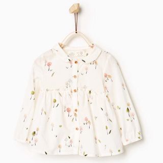 ザラキッズ(ZARA KIDS)の新品！ZARA Baby 襟付き木柄シャツ(シャツ/カットソー)