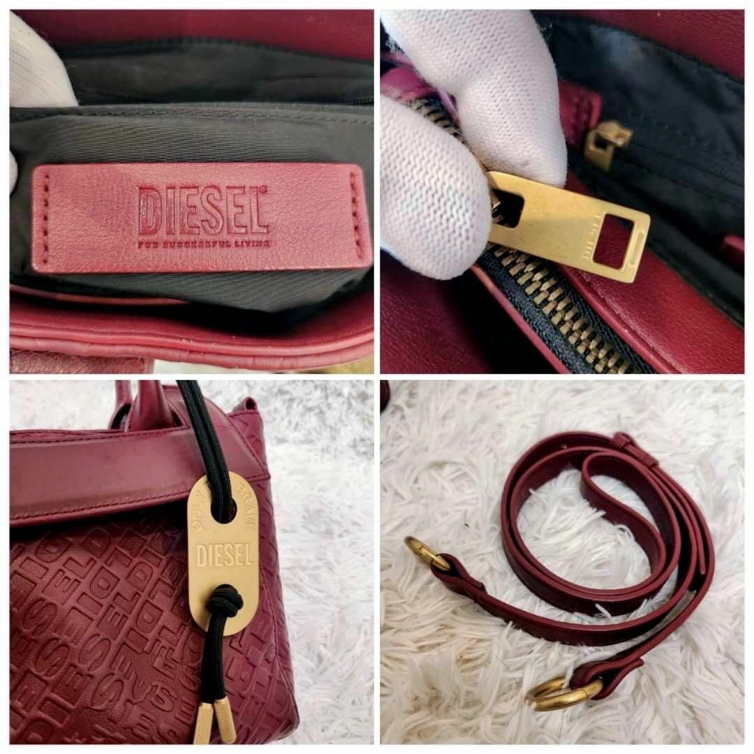DIESEL 2way　ハンドバッグ　総柄　マテリアル　ボルドー　限定商品 レディースのバッグ(ハンドバッグ)の商品写真