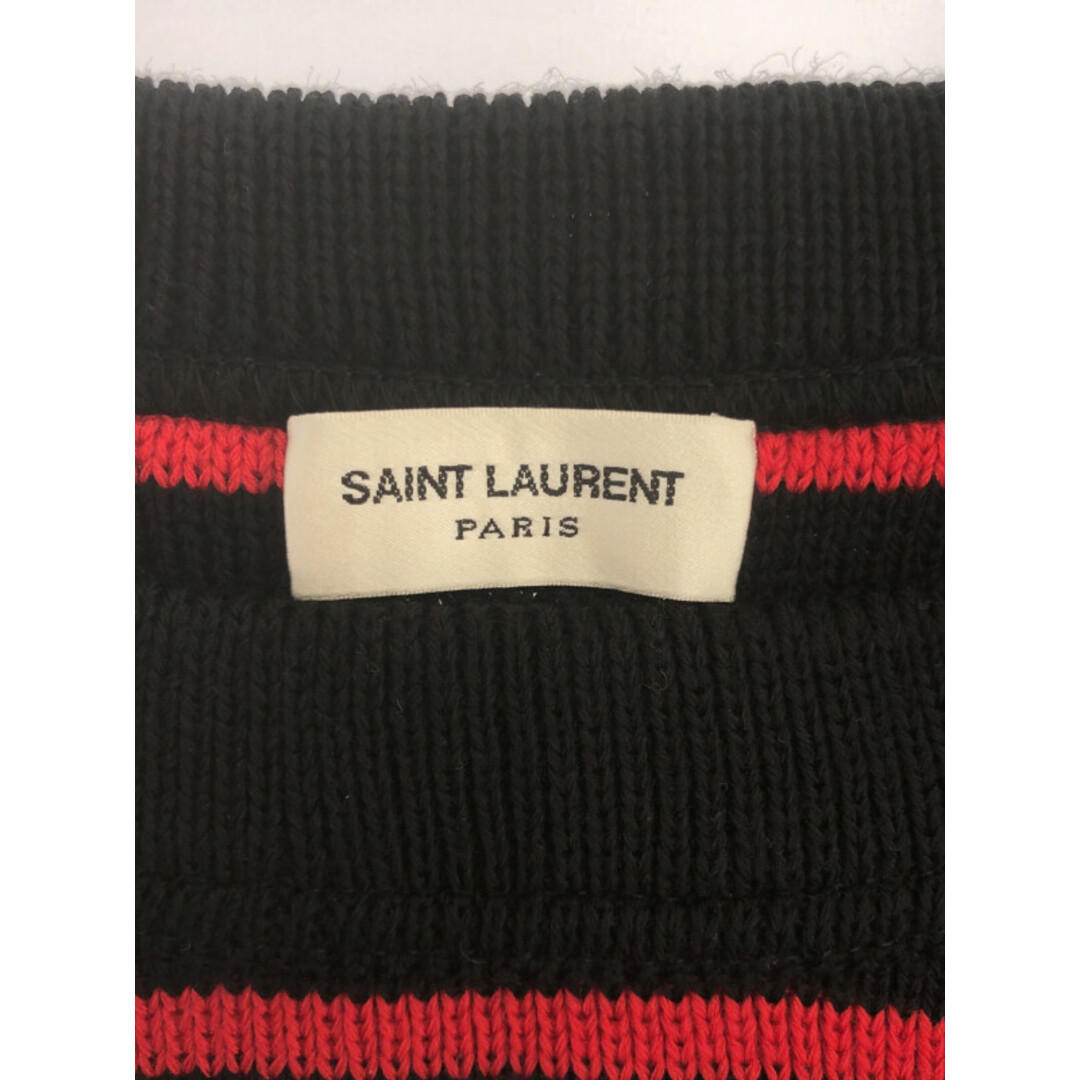 Saint Laurent(サンローラン)のSAINT LAURENT PARIS サンローラン パリ 15AW ショルダージップ ウールボーダーニットセーター レッド×ブラック 386419 メンズのトップス(ニット/セーター)の商品写真