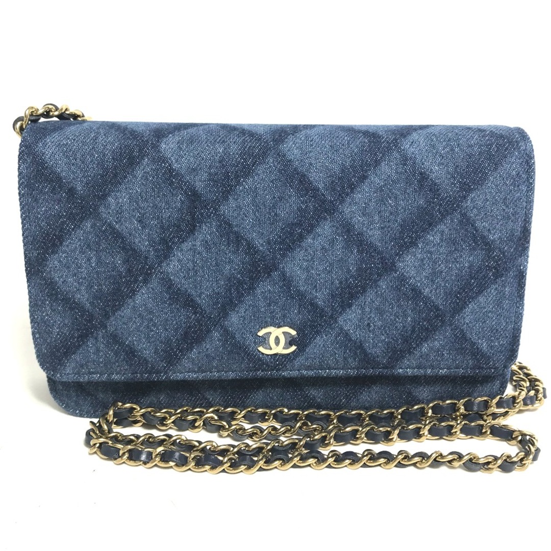 シャネル CHANEL マトラッセ AP0250 長財布 チェーンバッグ チェーンウォレット 斜め掛け ショルダーバッグ デニム ブルー 未使用約122cmストラップ