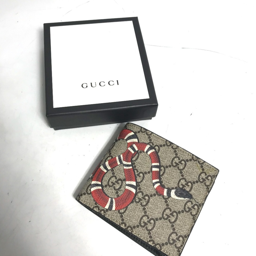 Gucci(グッチ)のグッチ GUCCI スネーク 451266 GG コンパクトウォレット 2つ折り財布 GGスプリームキャンバス ベージュ 未使用 メンズのファッション小物(折り財布)の商品写真
