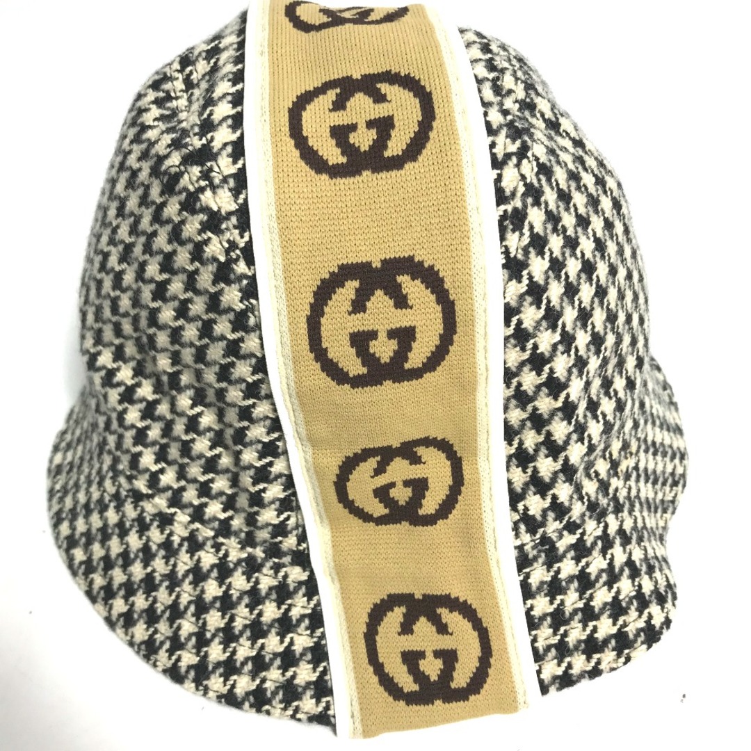 Gucci(グッチ)のグッチ GUCCI GG 千鳥格子 インターロッキングG ハット コットン ブラック 美品 メンズの帽子(ハット)の商品写真