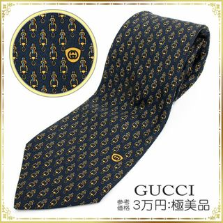 グッチ(Gucci)の【全額返金保証・送料無料】グッチのネクタイ・正規品・極美品・総柄・ネイビー・綺麗(ネクタイ)