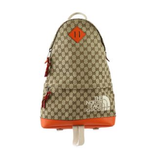 グッチ(Gucci)のGUCCI グッチ THE NORTH FACE コラボ  リュック・デイパック 650288 GGキャンバス レザー  ベージュ オレンジ シルバー金具 バックパック 【本物保証】(バッグパック/リュック)