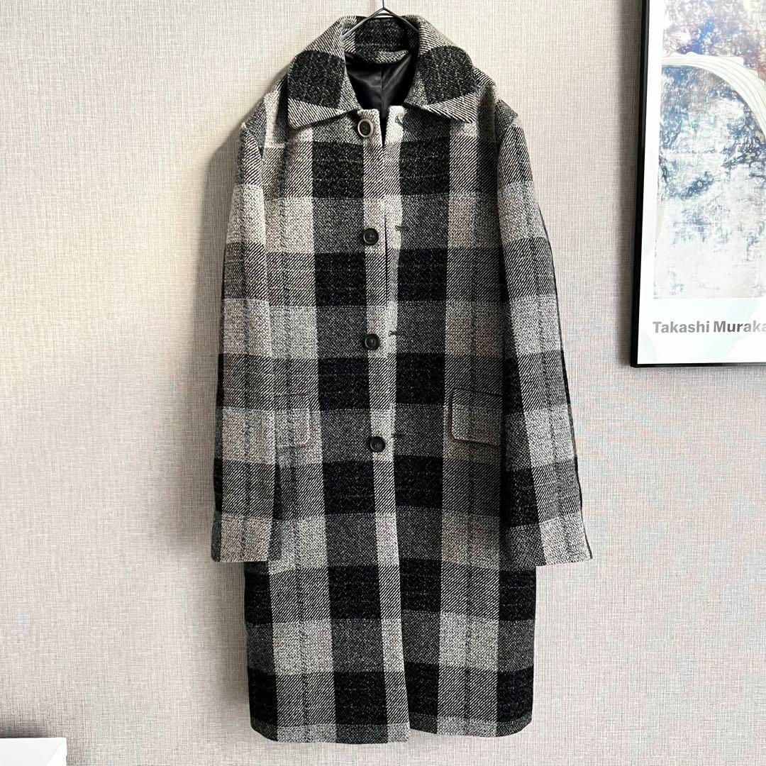 美品 Acne Studios ステンカラーコート チェックウール グレー 44