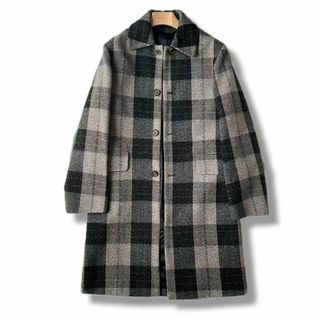 アクネストゥディオズ(Acne Studios)の美品 Acne Studios ステンカラーコート チェックウール グレー 44(ステンカラーコート)