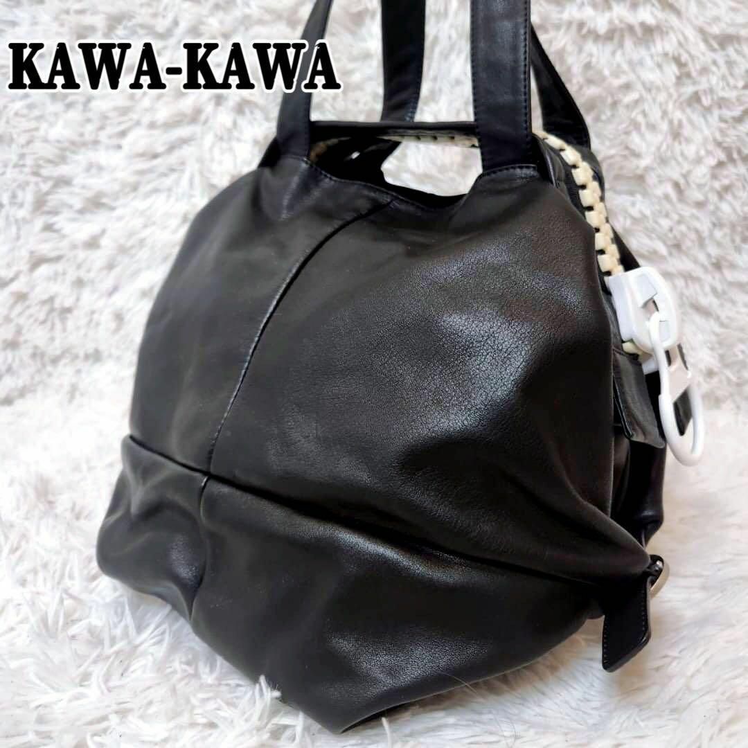 バッグ【美品】KAWA-KAWA 25bis オールレザー　トートバッグ　肩掛け　黒