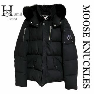 ムースナックルズ(MOOSE KNUCKLES)の【美品】ムースナックルズ　ダウンジャケット　フード　ブラック　ファー　パーカー(ダウンジャケット)