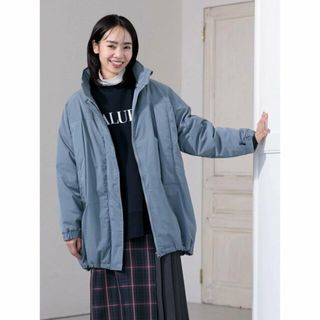 グリーンパークス(green parks)の【ブルー】あったか中綿コート 23AW/ロング丈/レディース/体型カバー/暖かい/軽い/ドロスト/ジップ/スタンドカラー/シンプル/防寒(その他)