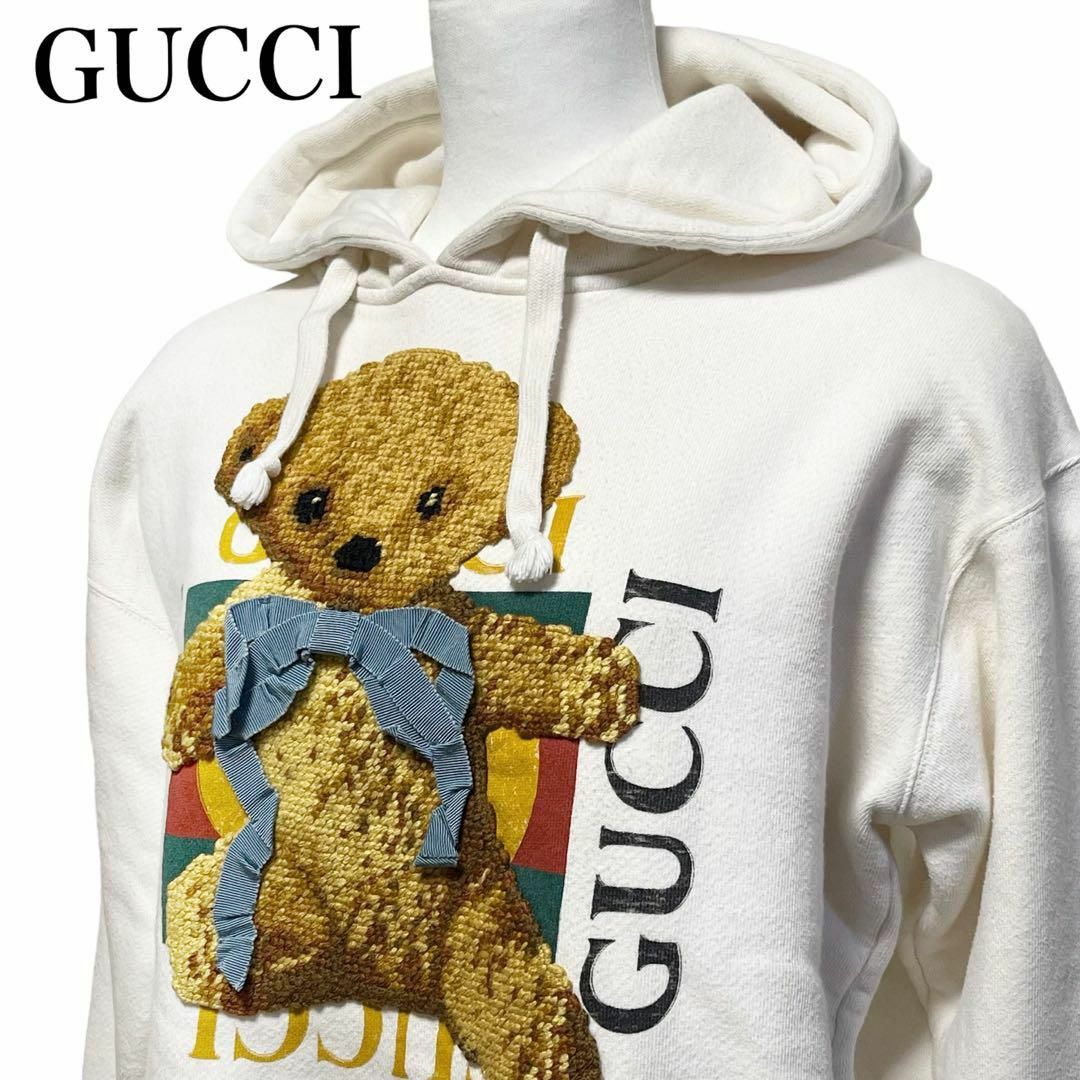 Gucci - 【美品】グッチ ベア パーカー 熊 白 ホワイト フード