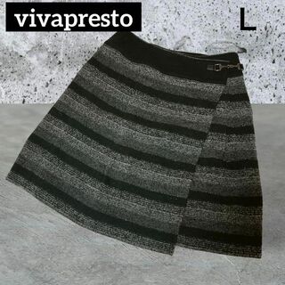 巻きスカート風   ミニスカート ボーダースカート  vivapresto(ミニスカート)