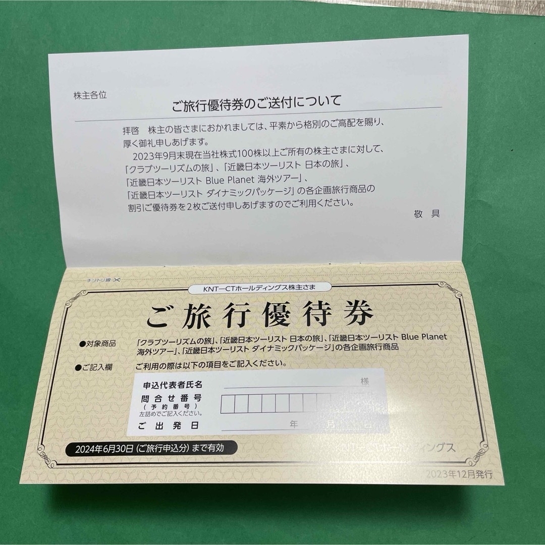 匿名配送 近畿日本ツーリスト株主優待券 (2024.6.30 まで) チケットの優待券/割引券(その他)の商品写真