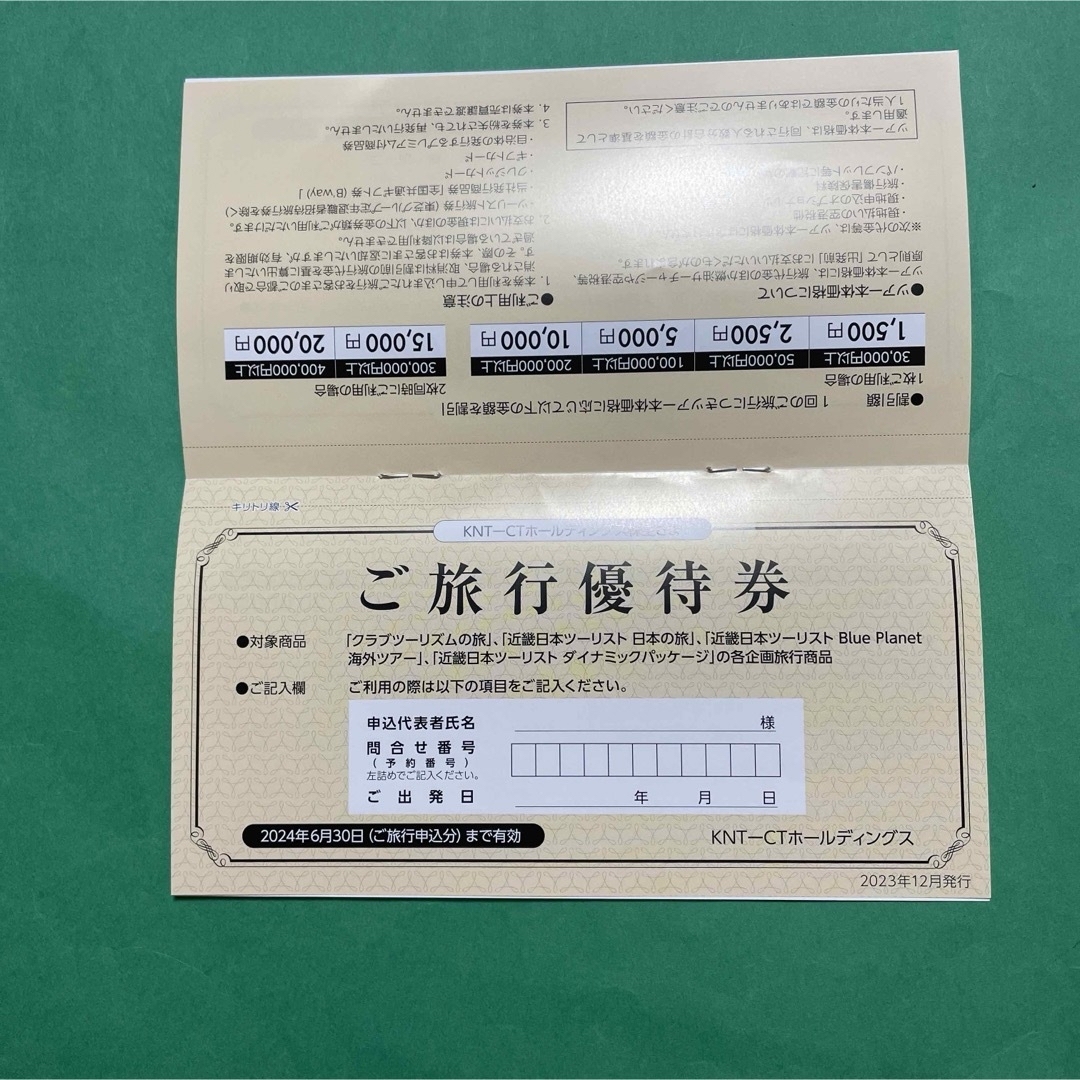 匿名配送 近畿日本ツーリスト株主優待券 (2024.6.30 まで) チケットの優待券/割引券(その他)の商品写真