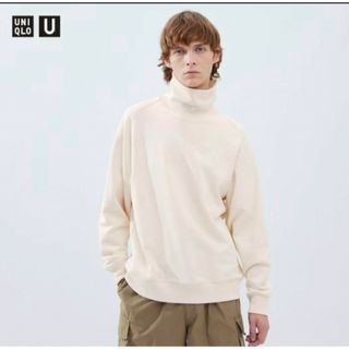 ユニクロ(UNIQLO)のスウェットタートルネックシャツ☆ユニクロ☆Lサイズ☆オフホワイト☆新品(スウェット)