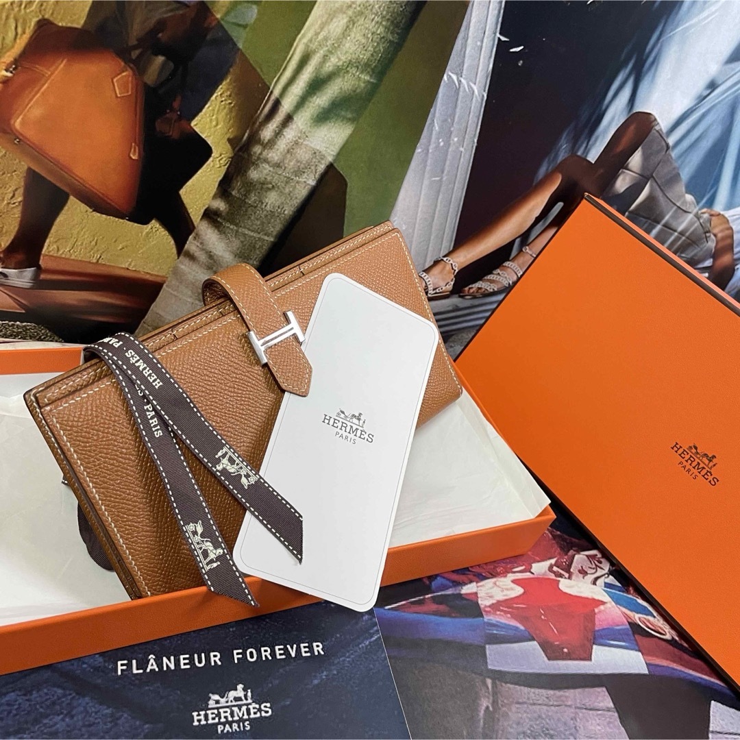 【正規品】HERMES ほぼ未使用✨エルメス  『べアン』スフレ 長財布 人気色財布