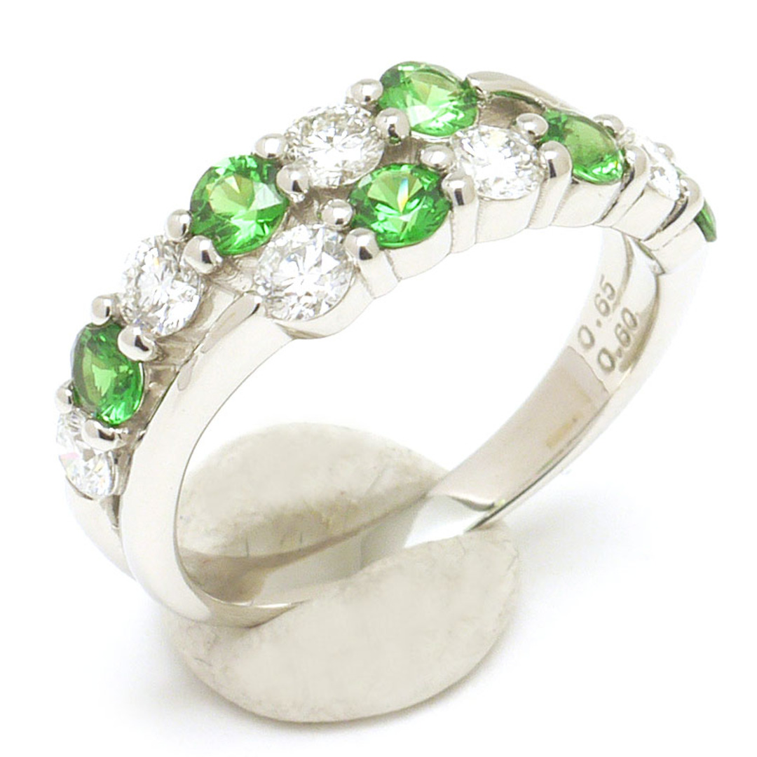 -素材グリーングロッシュラーダイヤモンドリング #11 約11号 PT900 指輪