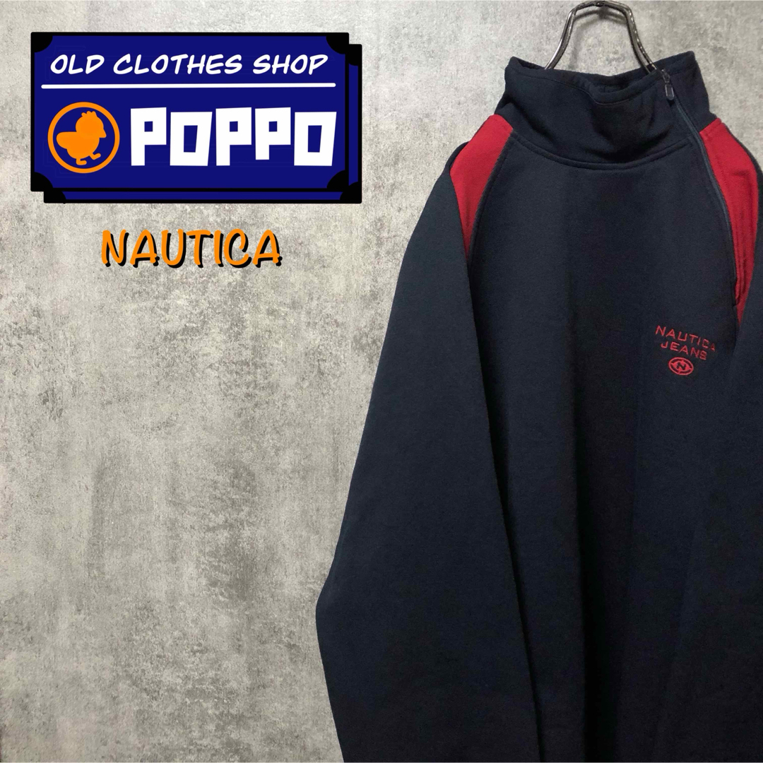 NAUTICA(ノーティカ)のノーティカジーンズ☆刺繍ロゴ入りサイドハーフジップラインジャージスウェット メンズのトップス(スウェット)の商品写真