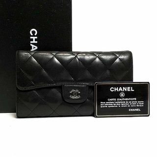 シャネル(CHANEL)の【良品】CHANEL 折財布　長財布　黒　ブラック　レザー　小銭　コイン　カード(財布)