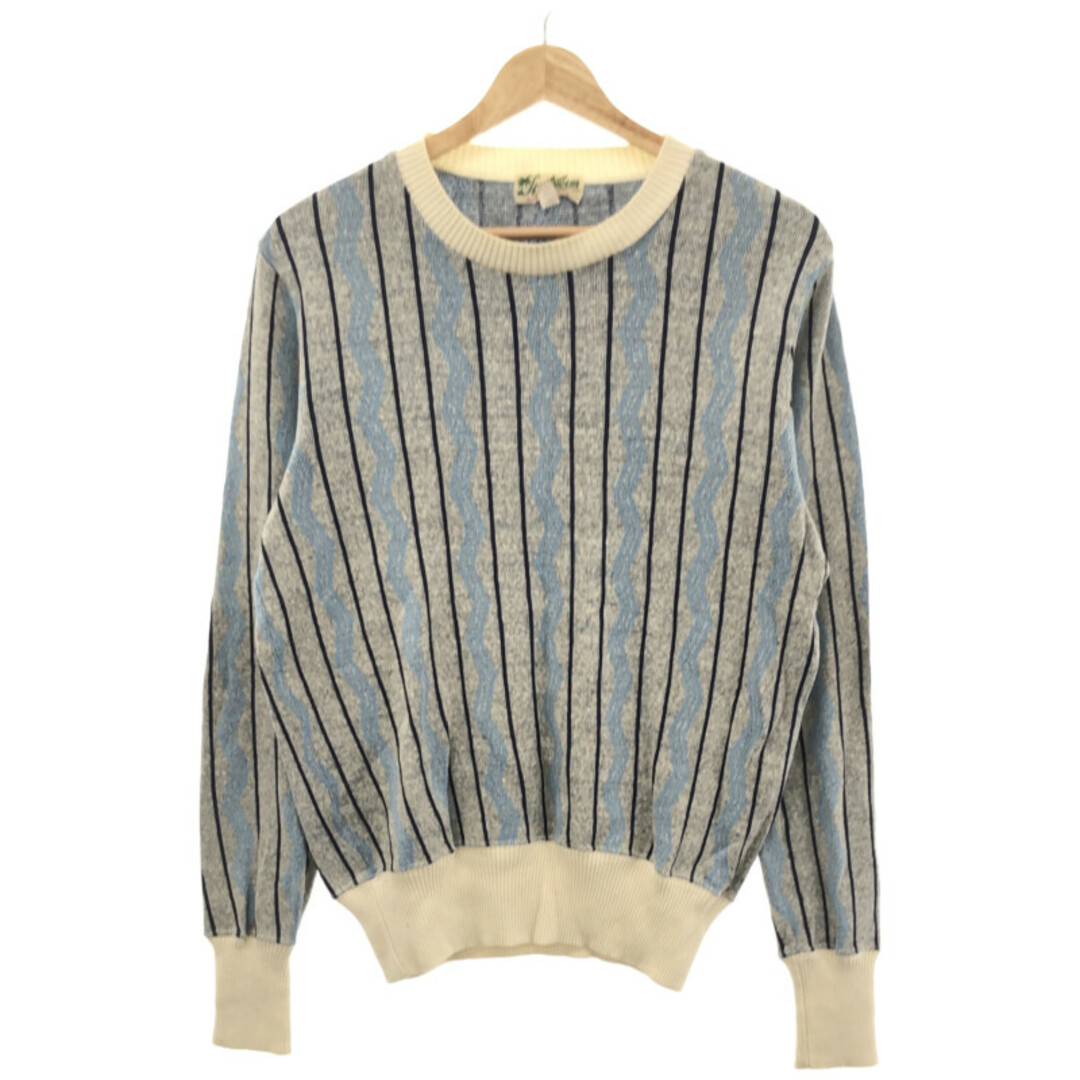 新品未使用品ＳBUTCHER PRODUCTS ブッチャー プロダクツ PATTERN KNIT 総柄パターンニットセーター グレー ブルー 40