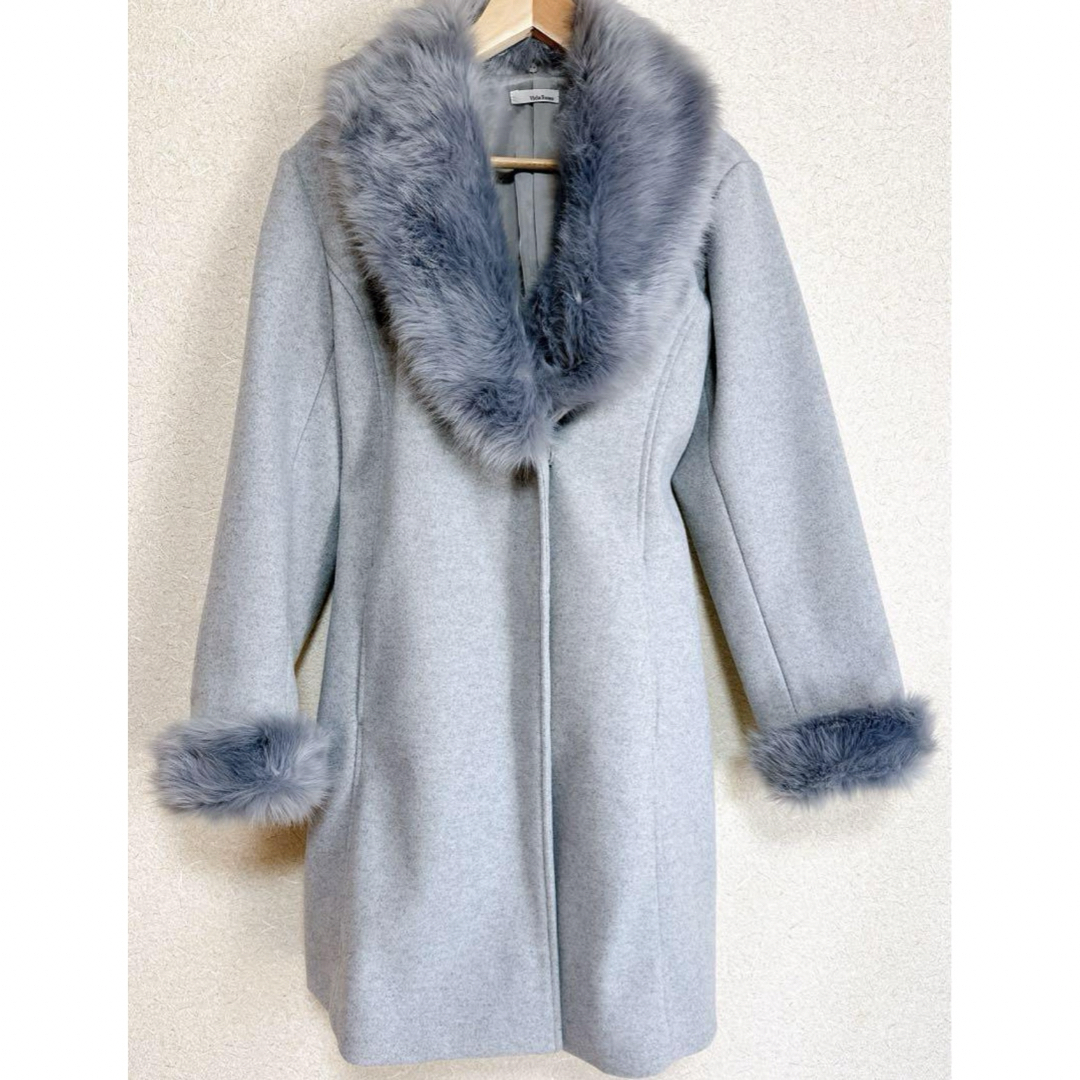 ファー付きコート L レディースのジャケット/アウター(毛皮/ファーコート)の商品写真
