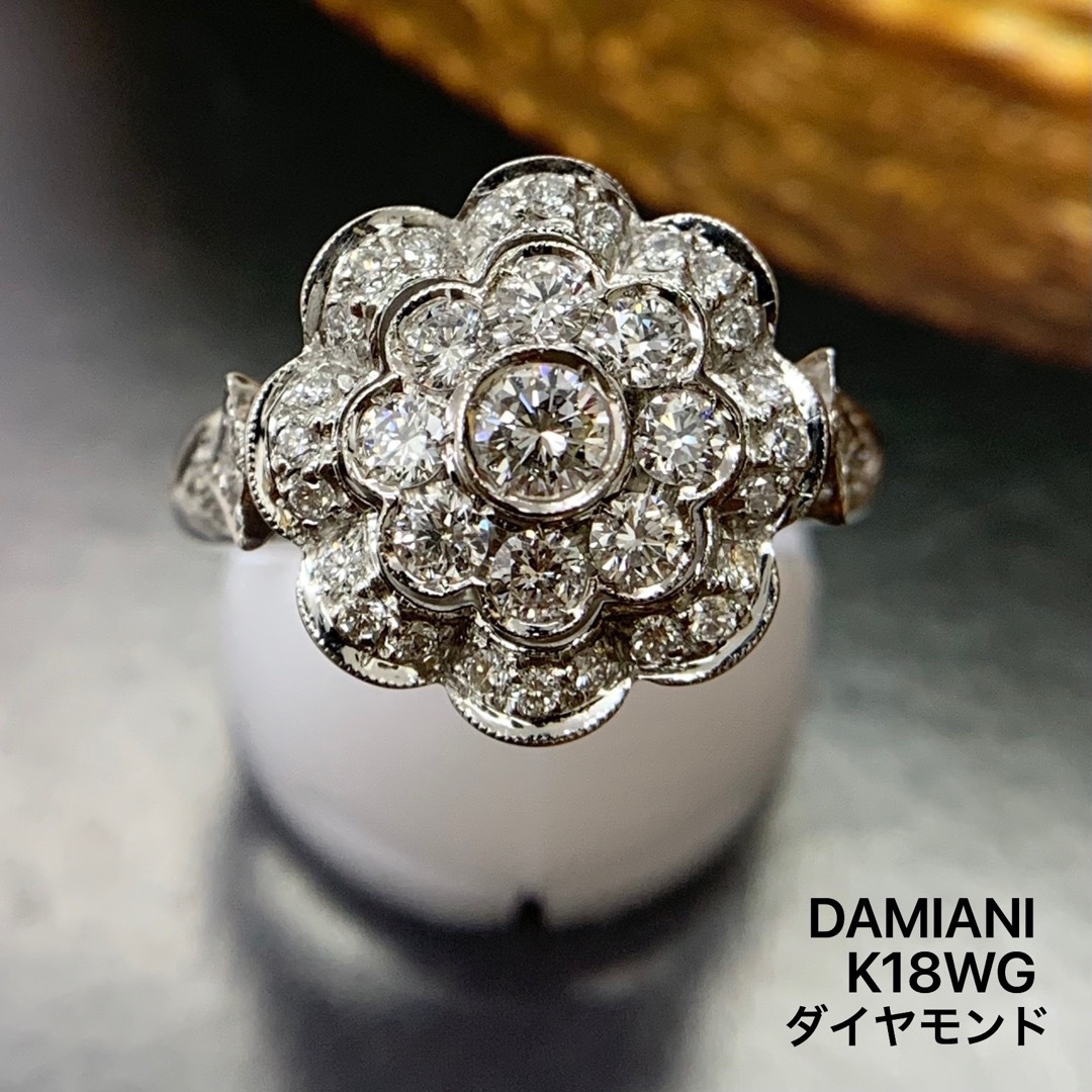 K18WG フラワー ダイヤモンド リング 1.04CT K18WG フラワー ダイヤモンド リング 1.04CT