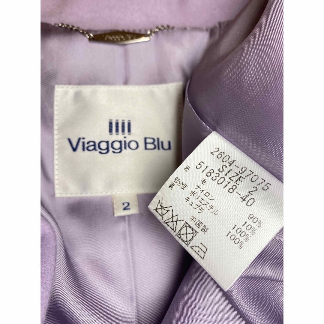 VIAGGIO BLU(ビアッジョブルー)の6.5万円❤️今期美品⭐️ビアッジョブルー💖高級ラムウール混バックプリーツコート レディースのジャケット/アウター(ロングコート)の商品写真