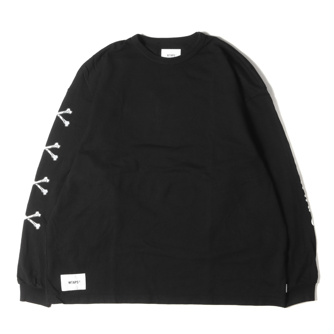 トップス美品 WTAPS ダブルタップス Tシャツ サイズ:L 22AW 袖クロスボーン ロングスリーブ Tシャツ LXLXW LS TEE ブラック 黒 トップス カットソー 長袖【メンズ】