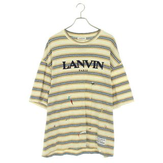 ランバン(LANVIN)のランバン ×ギャラリーデプト GALLERY DEPT  RM-TSG009-J043-P22 ペイント加工ロゴ刺繍ボーダーTシャツ メンズ XL(Tシャツ/カットソー(半袖/袖なし))