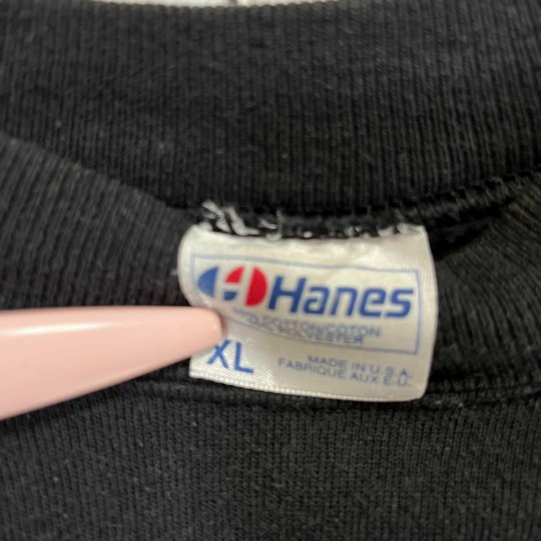 Hanes(ヘインズ)の80sヴィンテージ USA製古着Hanesヘインズ　プリントスエットトレーナー黒 メンズのトップス(スウェット)の商品写真